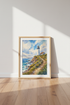 Lighthouse Watercolor Wall Art | Coastal Blue Ocean Print, Beach House Decor