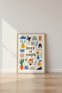 Keep It Simple Wall Art | Colorful Folk Style Illustration, Boho Home Decor