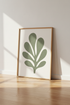 Sage Green Botanical Leaf Art | Minimalist Abstract Poster, Modern Living Room Decor