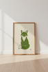 Fox Linocut Poster | Forest Green Wildlife Art Print, Woodland Nursery Decor