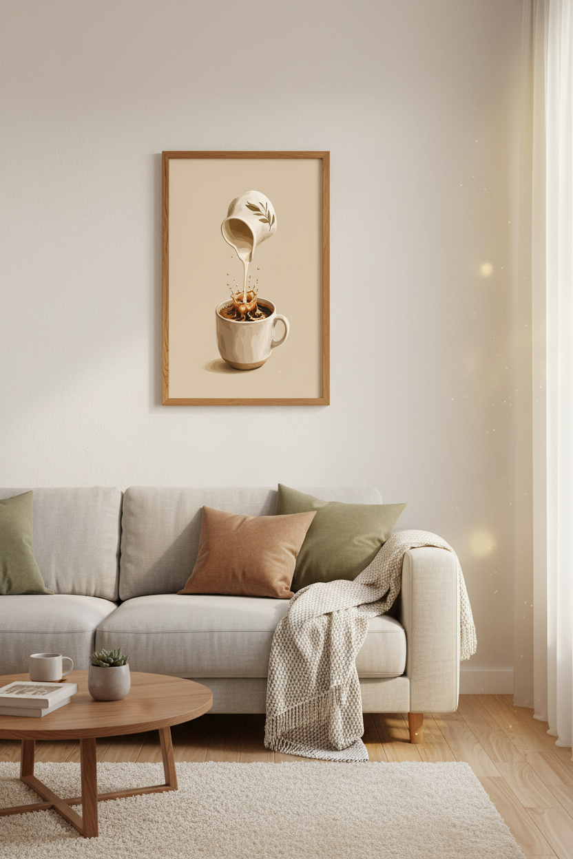 Coffee Splash Wall Art Print | Kitchen Decor | Minimalist Coffee Poster