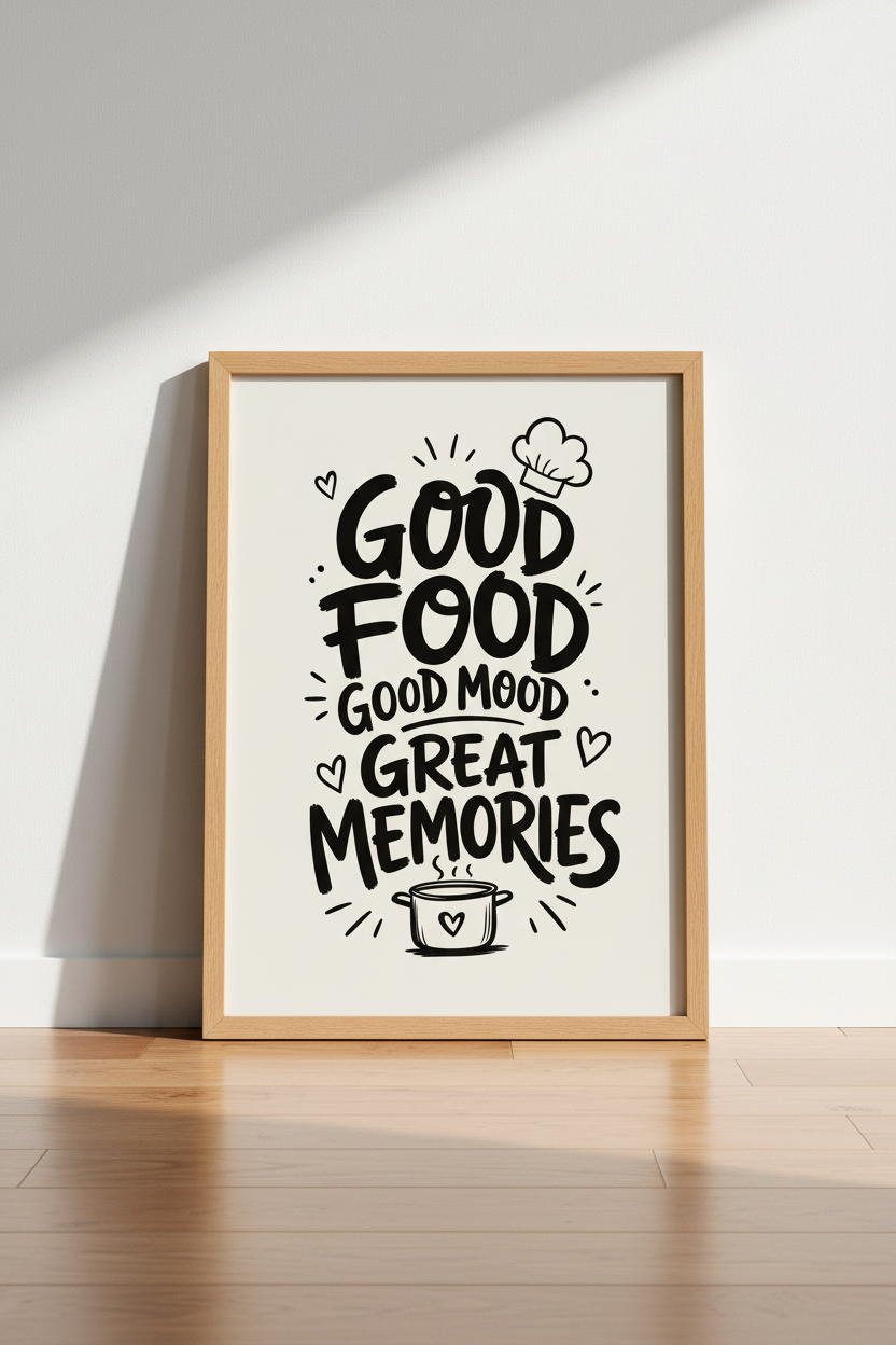 Good Food Good Mood Kitchen Wall Art Print | Dining Room Decor | Typography Poster