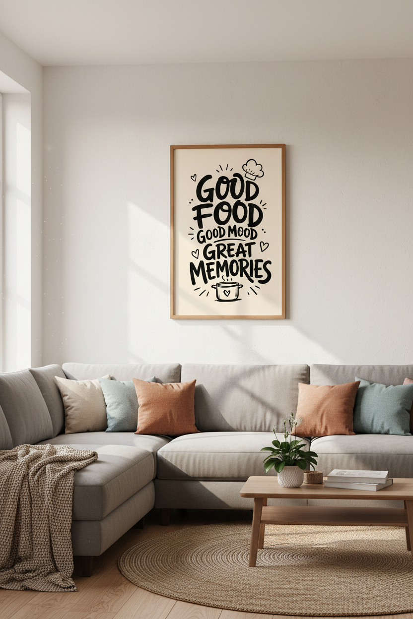 Good Food Good Mood Kitchen Wall Art Print | Dining Room Decor | Typography Poster