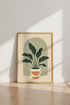 Boho Sage Green Plant Wall Art | Botanical Arched Poster, Minimalist Living Room Decor