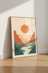 Abstract Mountain Sun Wall Art Print | Boho Terracotta Decor | Minimalist Poster