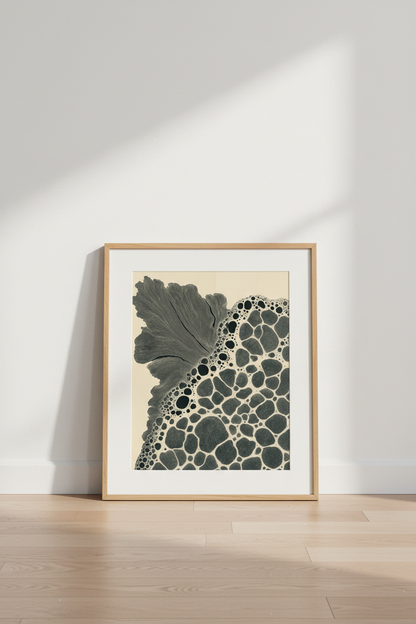Abstract Organic Line Art Print | Minimalist Beige &amp; Charcoal, Modern Gallery Decor