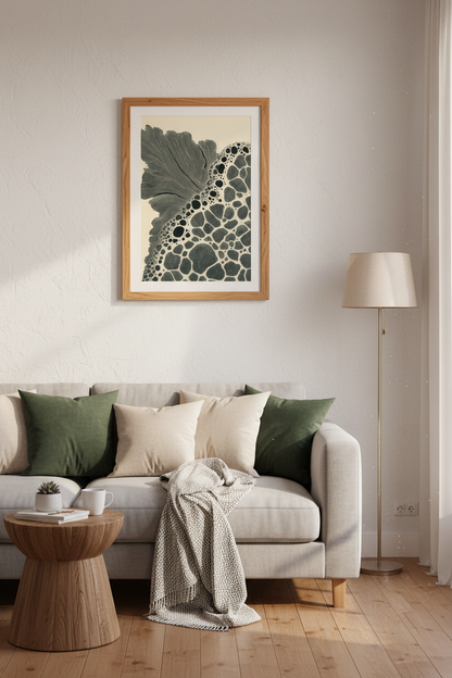 Abstract Organic Line Art Print | Minimalist Beige &amp; Charcoal, Modern Gallery Decor