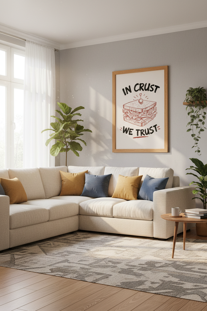 In Crust We Trust Sandwich Wall Art | Kitchen Decor | Funny Retro Foodie Poster