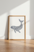 Whale Fish School Wall Art | Navy Nautical Decor | Coastal Nursery Poster