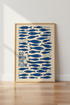 Go With The Flow Fish Art Print | Coastal Blue Wall Decor | Minimalist Poster