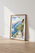 Lake Como Watercolor Art | Italian Village Landscape, Mediterranean Blue Coastal Decor