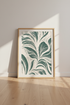 Abstract Botanical Leaf Wall Art | Sage Green & Cream Decor | Minimalist Poster Print