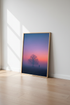 Solitary Tree Landscape Print | Purple Mist Sunset, Bedroom Wall Art Decor