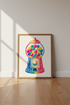 Gumball Machine Wall Art | Rainbow Retro Pop Poster, Playful Nursery Decor