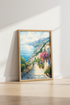 Amalfi Coast Watercolor | Italy Coastal Landscape, Mediterranean Travel Decor