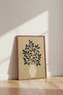 Minimalist Botanical Vase Art | Black Leaf Silhouette, Neutral Japandi Home Decor