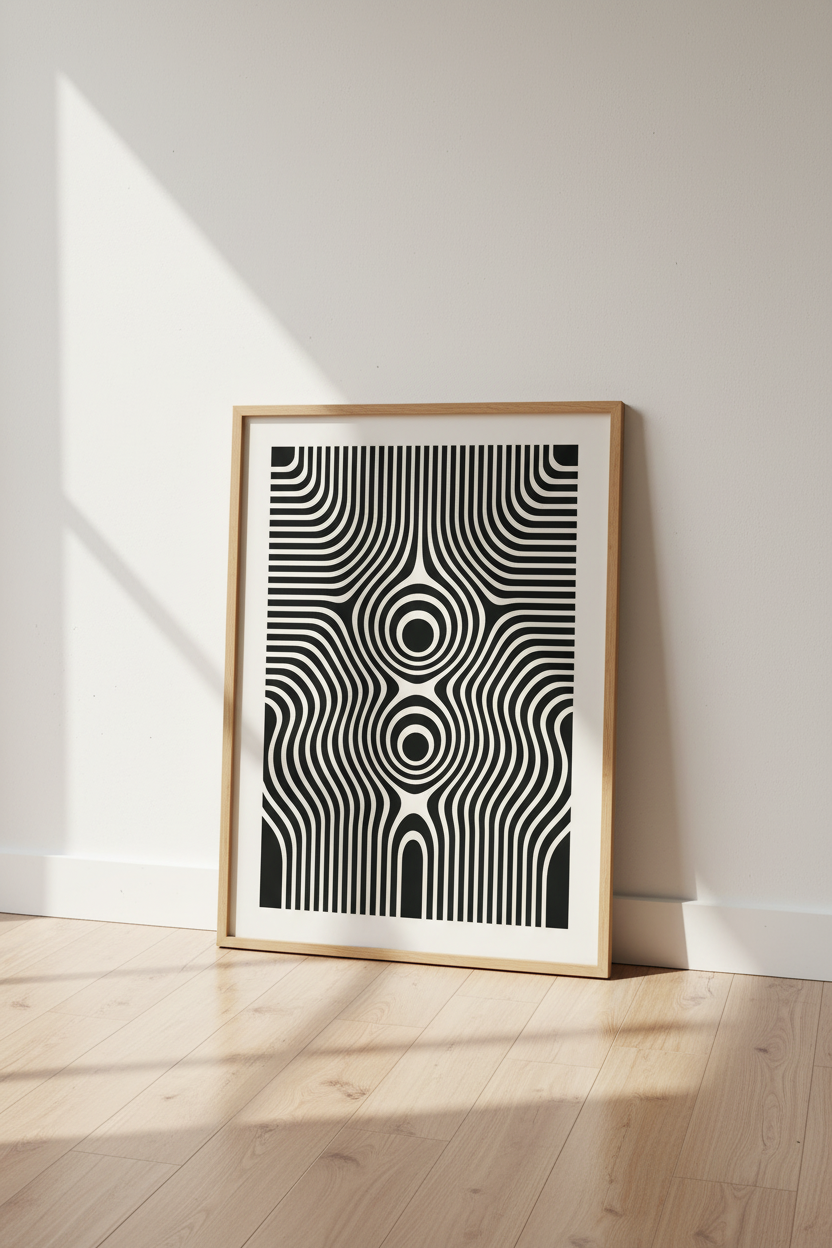 Abstract Optical Illusion Wall Art Print | Modern Living Room Decor | Minimalist Poster