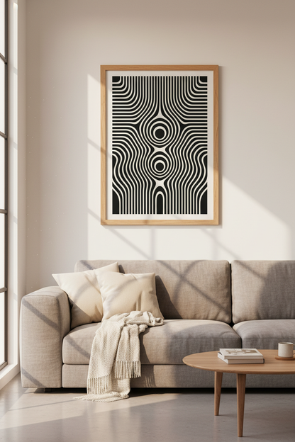 Abstract Optical Illusion Wall Art Print | Modern Living Room Decor | Minimalist Poster