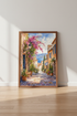 Mediterranean Street Art | Coastal Watercolor Scene, Living Room Decor