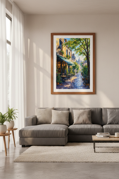 Paris Street Cafe Watercolor Print | French Home Decor | Romantic European Wall Art