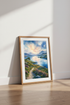 Watercolor Mountain Lake Landscape | Highland Sunset Scene, Living Room Decor