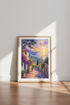 Mediterranean Coastal Sunset Wall Art | Watercolor Italy Decor | Dreamy Travel Poster