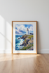 Lighthouse Watercolor Wall Art Print | Nautical Coastal Decor | Blue Seascape Poster