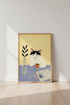 Grumpy Tuxedo Cat | Coffee & News Illustration, Kitchen & Office Wall Decor