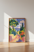 Mediterranean Coastal Landscape | Fauvist Blue & Yellow Art, Living Room Wall Decor