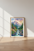Mountain Landscape Cabin Wall Art | Watercolor Nature Scene, Living Room Decor
