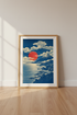 Japanese Mount Fuji Wall Art Print | Red Sun Coastal Decor | Zen Landscape Poster