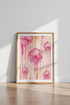 Pink Disco Ball Watercolor Wall Art | Preppy Room Decor | Gold Drip Poster