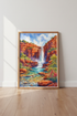 Waterfall Landscape Wall Art Print | Red Rock Desert Decor | Watercolor Poster