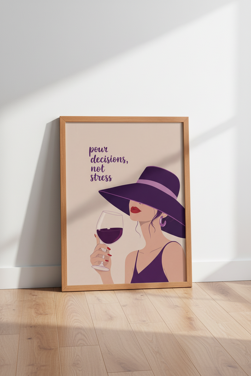 Wine Lover Art Print | Purple Aesthetic Bar Decor | Pour Decisions Poster
