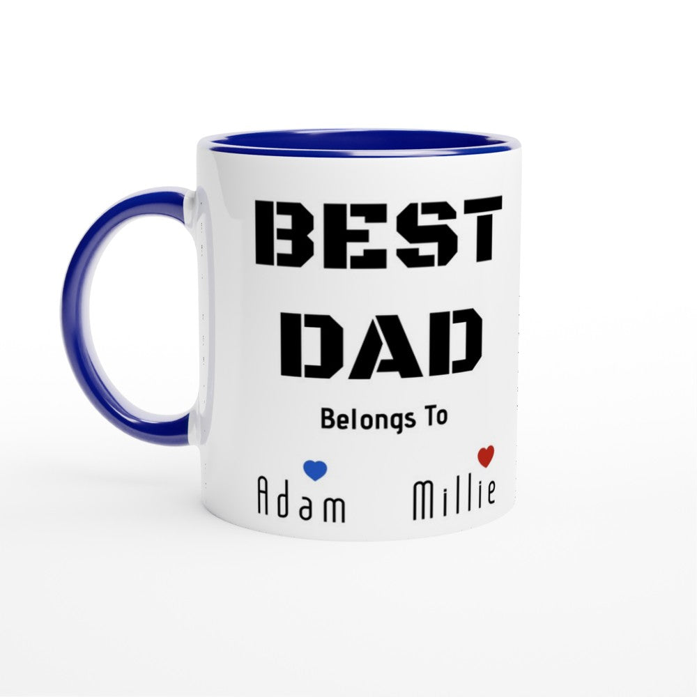 Minimalist Best Dad Mug - Personalised Cup / Customised Ceramic Mug for Fathers Day Gift, Birthday Gift for Him Ceramic Blue