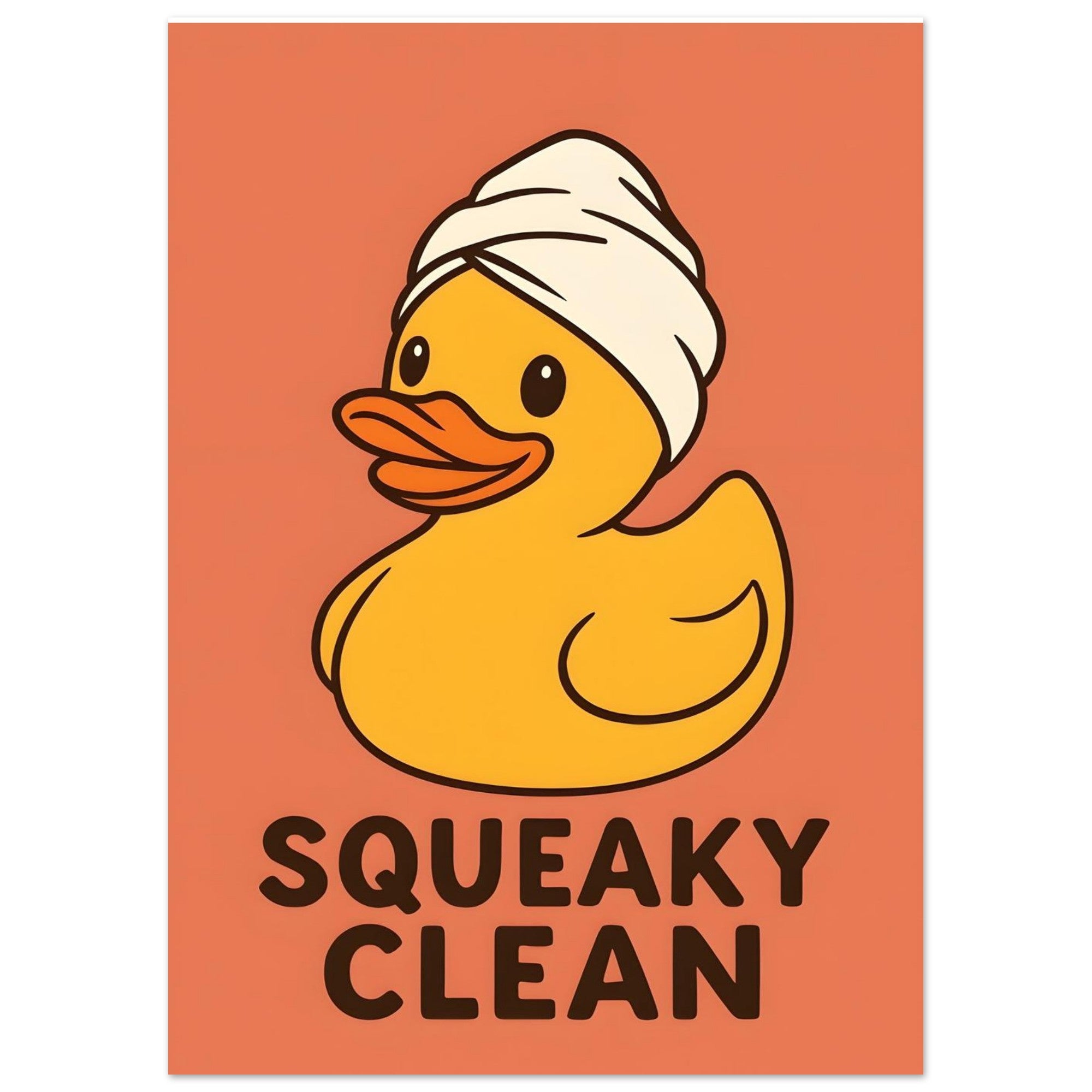 Squeaky Clean Poster - Fun Bathroom Art - Perfect for Home Decor 50x70 cm 20x28″ Orange
