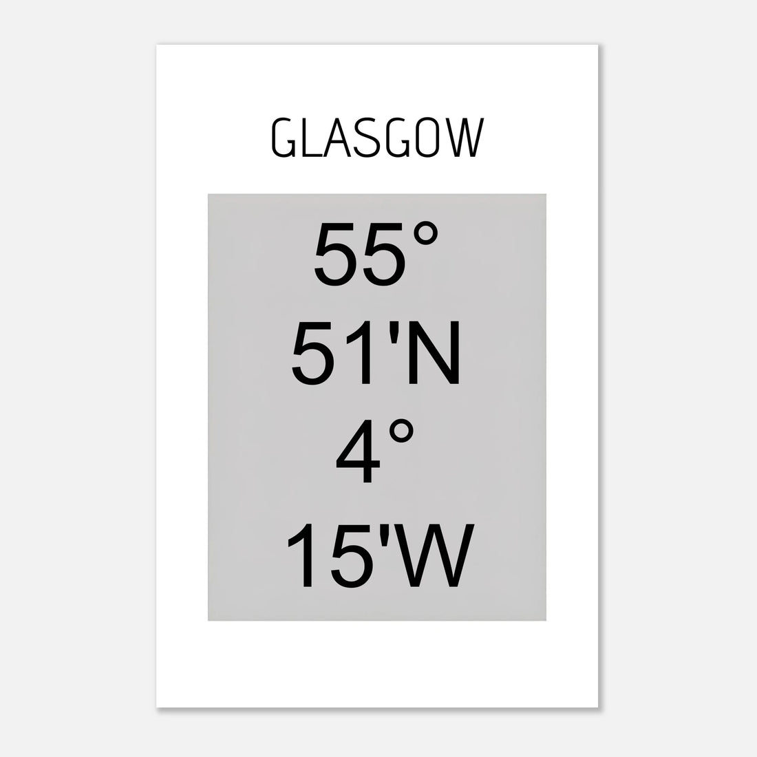 Glasgow Coordinates Poster Print | Minimalist Unframed Wall Art Decor A3 A4 A5 40x60 cm 16x24″