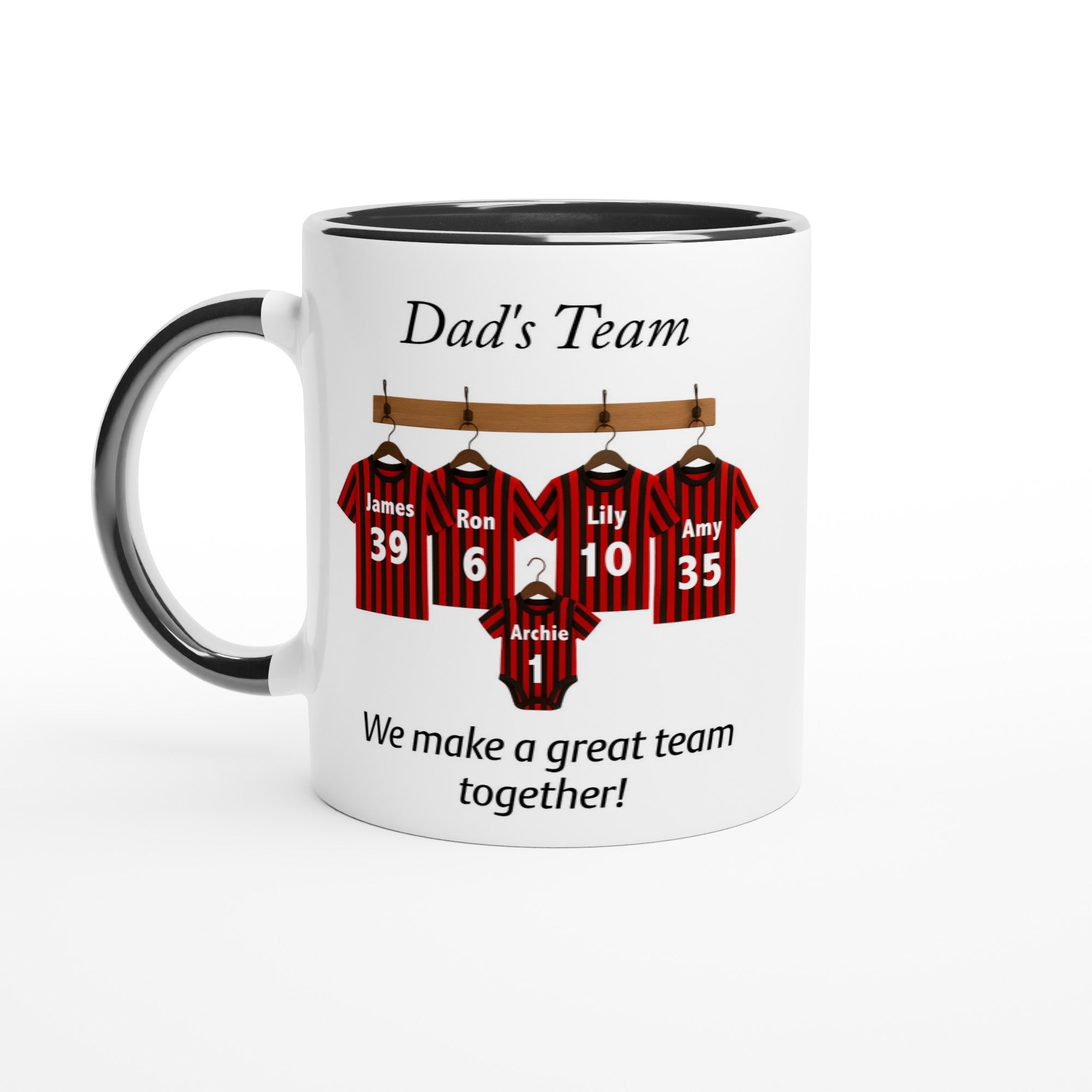 Personalized Dad Team Mug - Unique Football Fan Gift for Baby Announcement or Christmas Ceramic Black