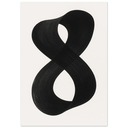 Infinity Abstract Brushstroke Art Print - Modern Minimalist Poster in Pink, Blue, Ochre, Black 70x100 cm 28x40″ Black