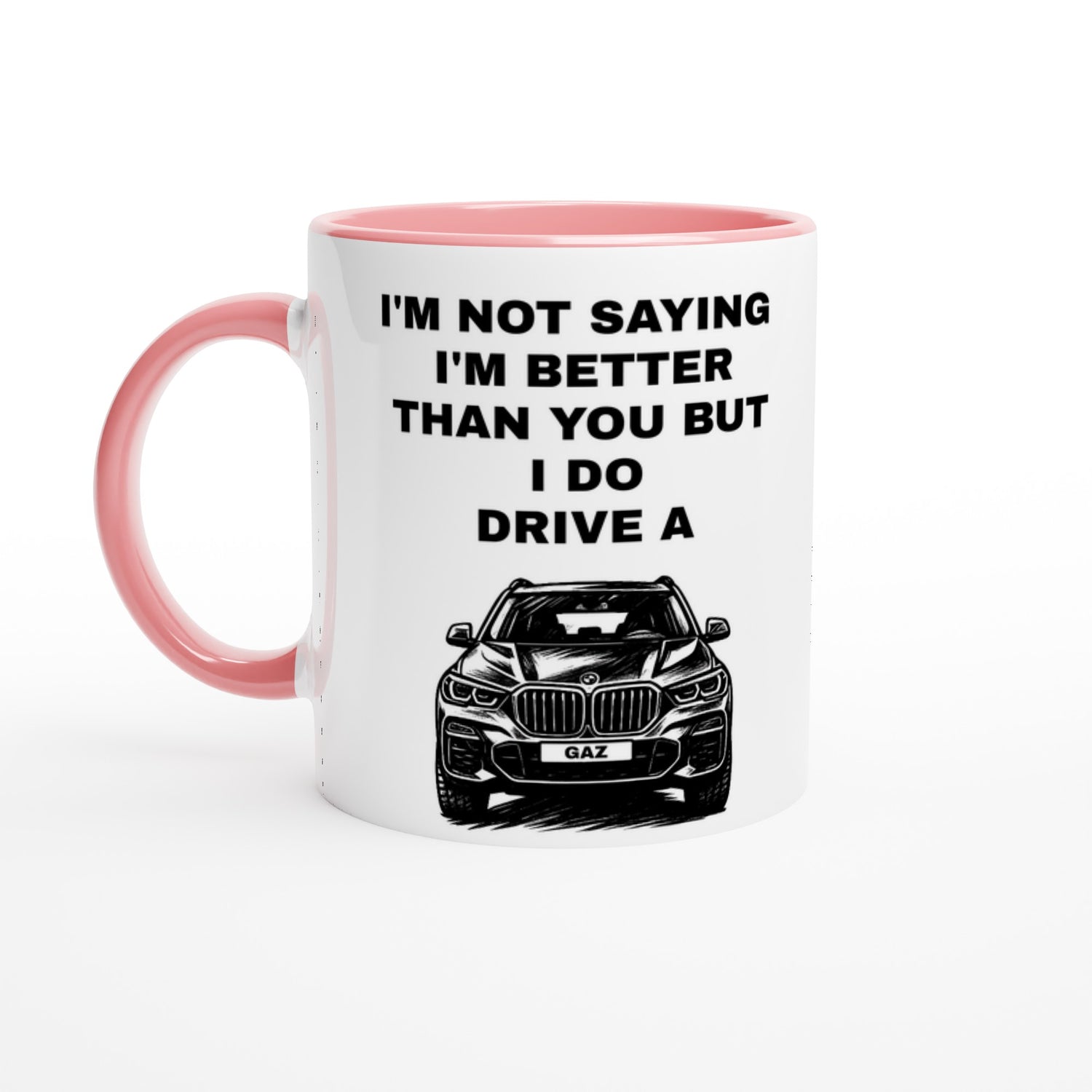 Personalized BMW X1 Mug - Custom SUV Lover Coffee Cup - 11oz Ceramic Gift Ceramic Pink