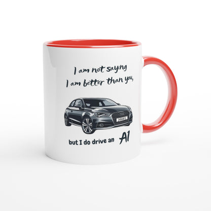 Funny Personalized Audi Mug - 11oz Ceramic Coffee Cup for Car Lovers - Dishwasher &amp; Microwave Safe Ceramic Red