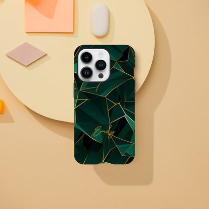 Personalized Emerald Green Tough iPhone Case - Luxury Double-Layer Protection iPhone 14 Pro