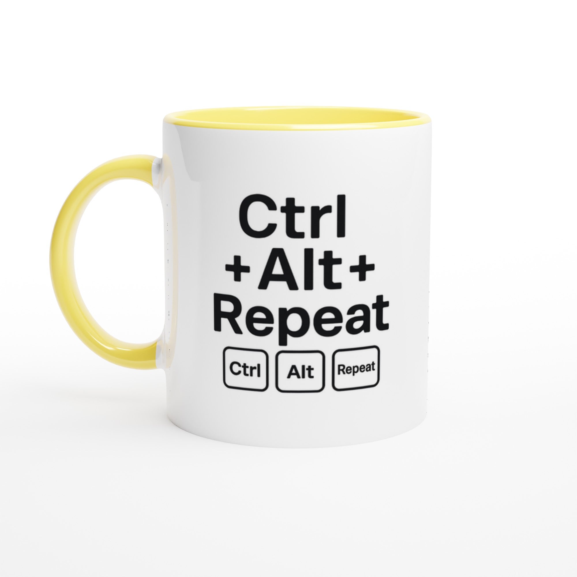 CTRL + ALT + REPEAT Mug - Funny Gift for Tech Lovers - Ceramic Coffee Cup Ceramic Yellow