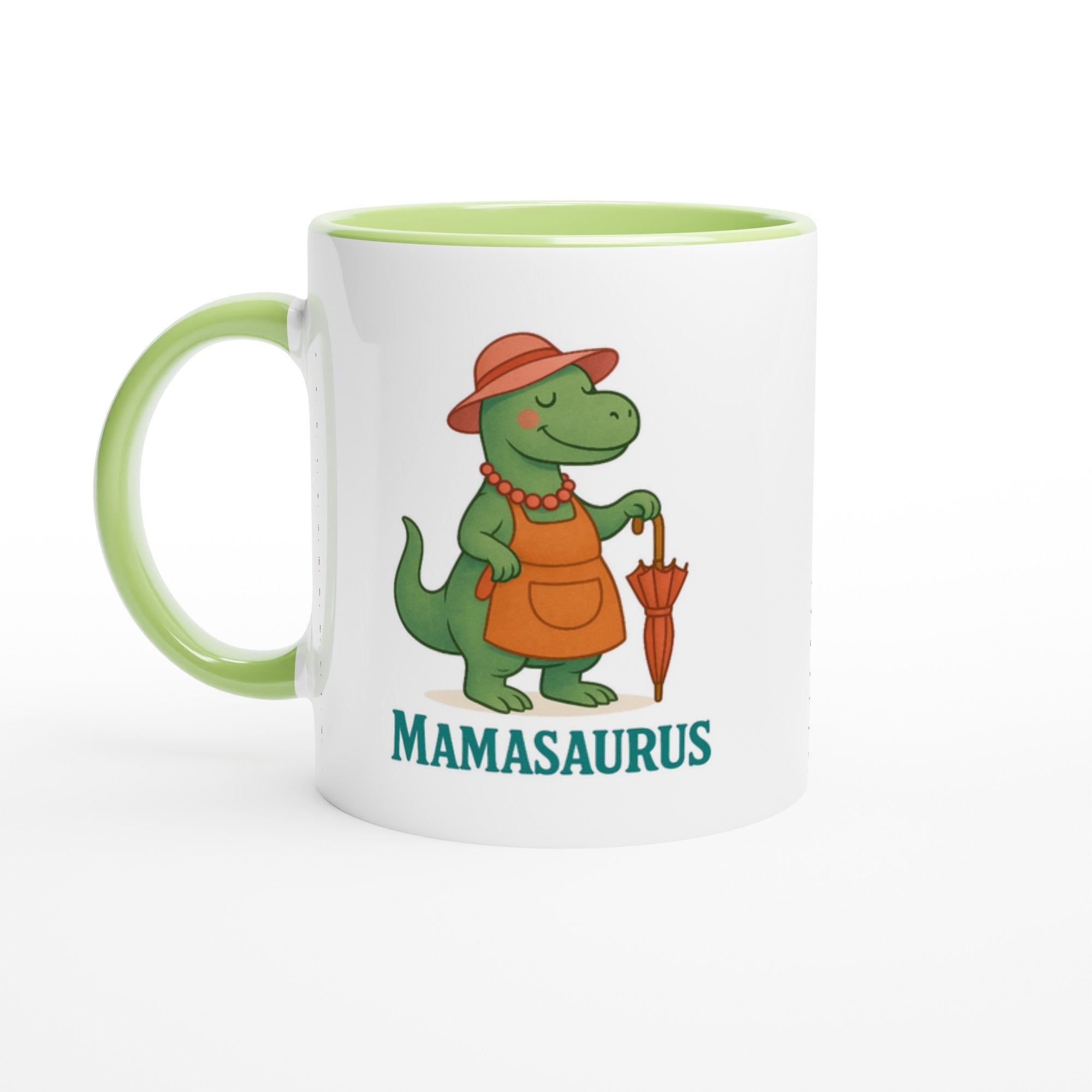 Mamasaurus Mug - Cute Dinosaur Coffee Cup - Perfect Gift for Moms Ceramic Green