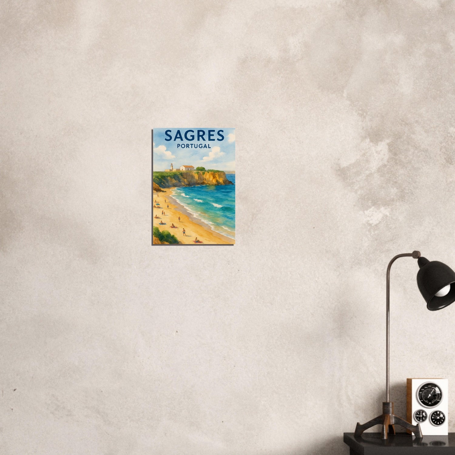 Sagres Portugal Beach Art Print – Coastal Watercolor Poster, Unframed Travel Wall Art in A3/A4 Sizes A3 (29.7 x 42 cm)