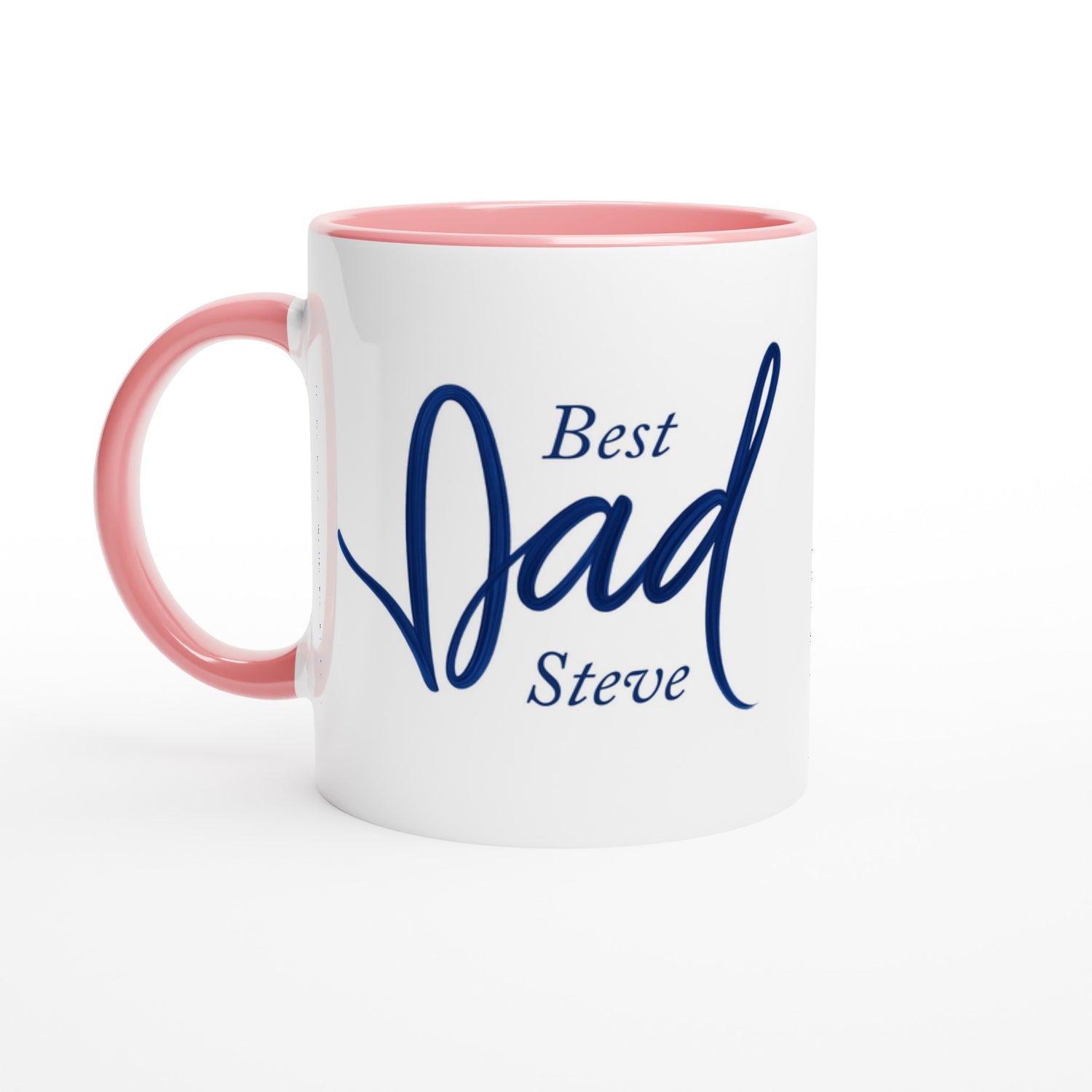 Dad Mug - Blue Brush Script Mug with Heart – Elegant Blue Calligraphy 11oz Coffee Cup – Father’s Day or Birthday Gift for Dad