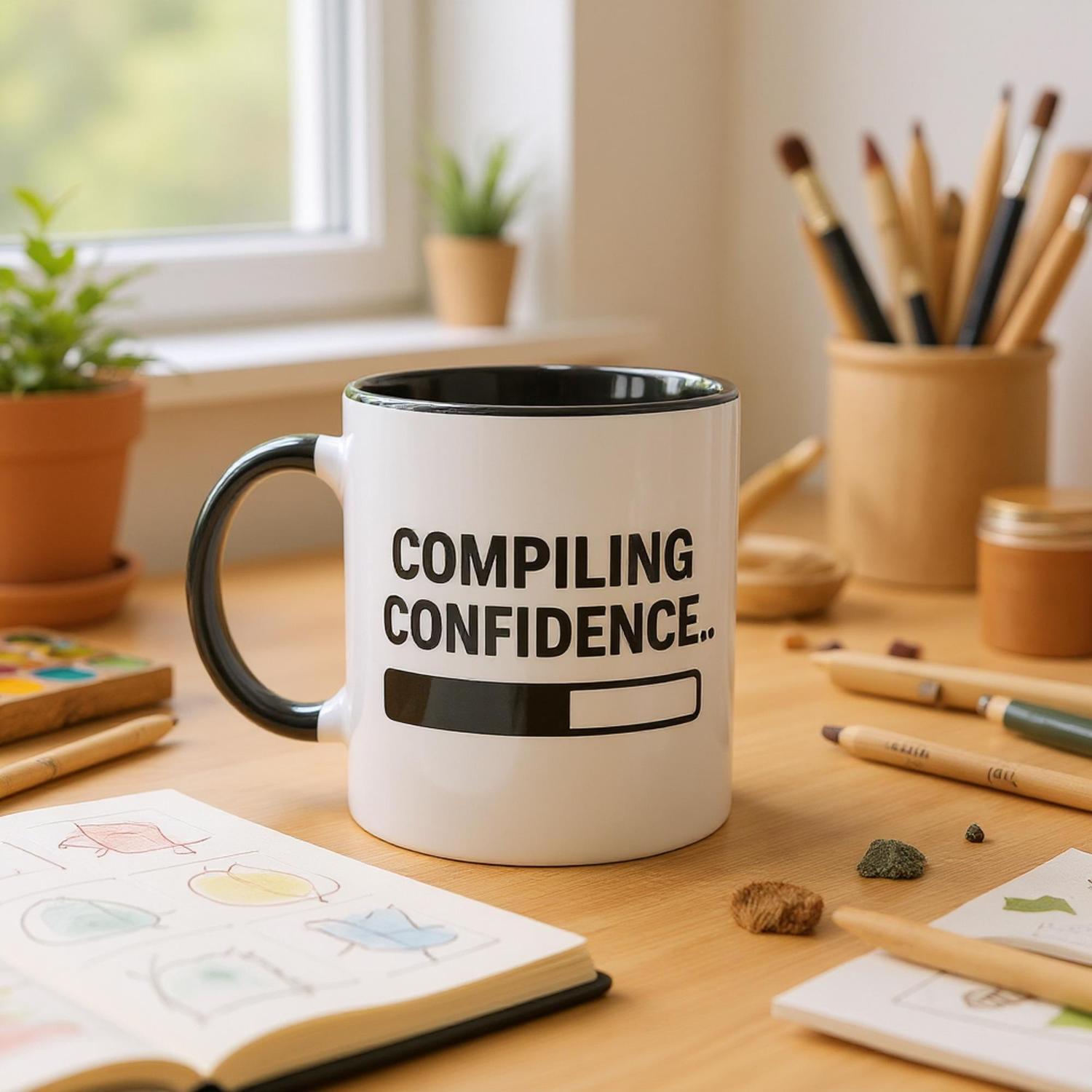 Compiling Confidence Mug - Fun Gift for Young Coders &amp; Tech Wizards - Dishwasher Safe Ceramic 11oz
