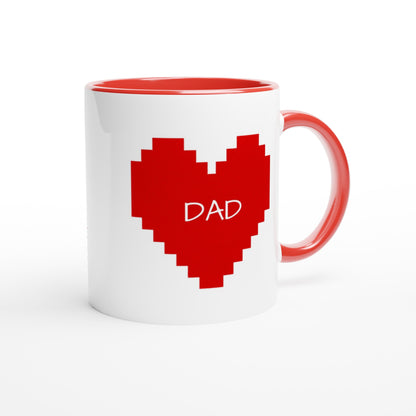 Custom Pixel Heart Mug – Retro Gamer Coffee Cup, 11oz Personalized Mug, 8-Bit Valentine Gift for Him or Her