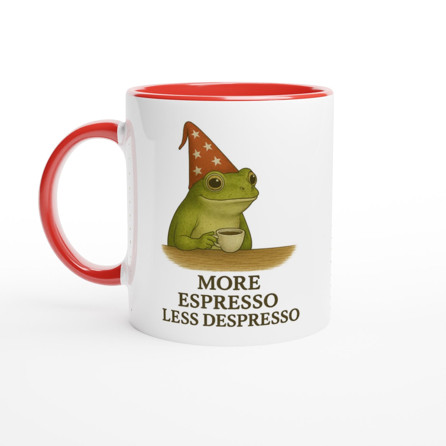 More Espresso Less Depresso Mug - Funny Frog Coffee Cup - Humorous 11oz Ceramic Mug Gift Ceramic Red