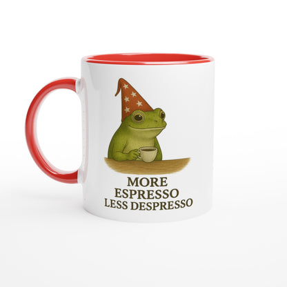 More Espresso Less Depresso Mug - Funny Frog Coffee Cup - Humorous 11oz Ceramic Mug Gift Ceramic Red